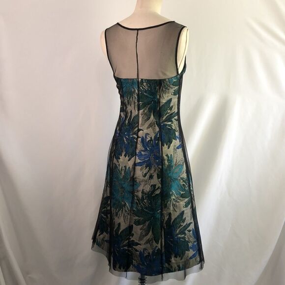 Blue Metallic Floral with Mesh Overlay - Picture 3 of 8